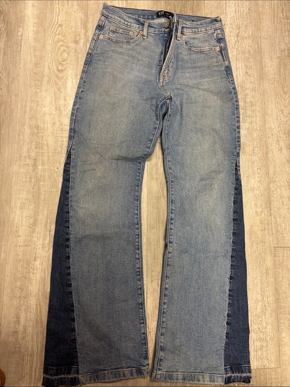 GAP Two-Tone Light and Dark Blue Bootcut Jeans